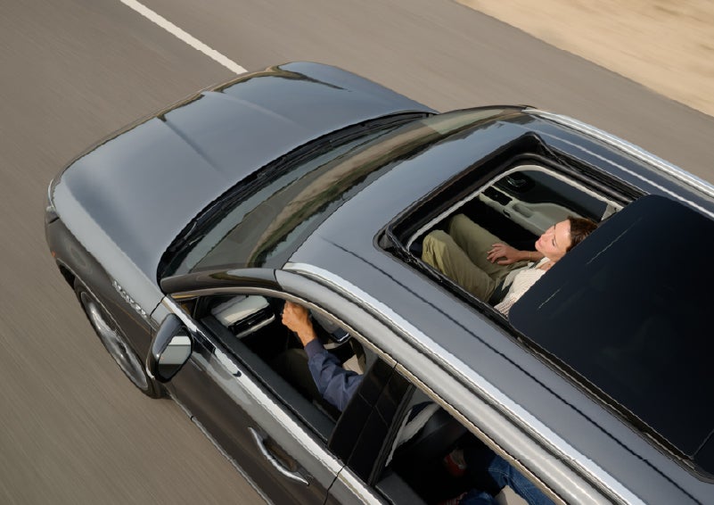 The available panoramic Vista Roof® of a 2027 Lincoln Aviator® SUV is open. | Doral Lincoln in Doral FL