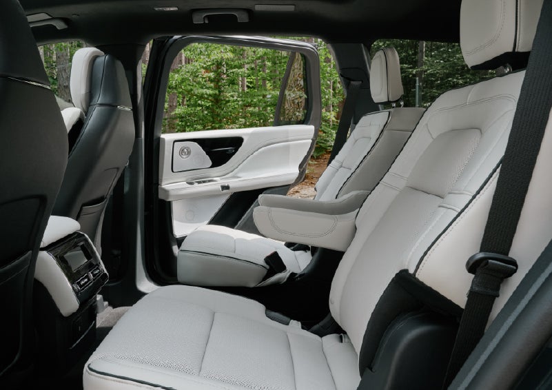 A side view of the second row with captain’s chairs in a 2027 Lincoln Aviator® Black Label™ SUV. | Doral Lincoln in Doral FL