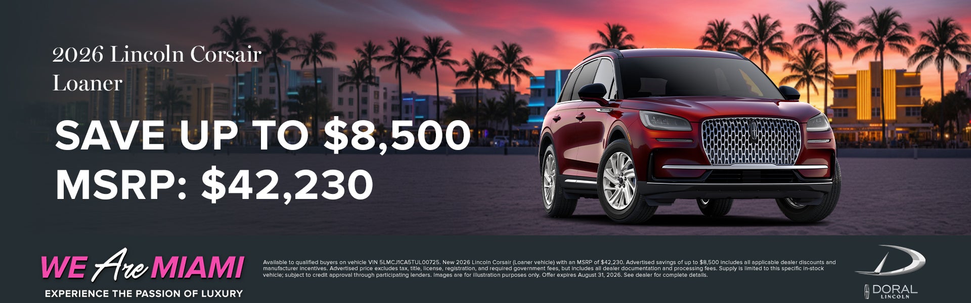 Save up to $8,500 on 2026 Lincoln Corsair Loaner