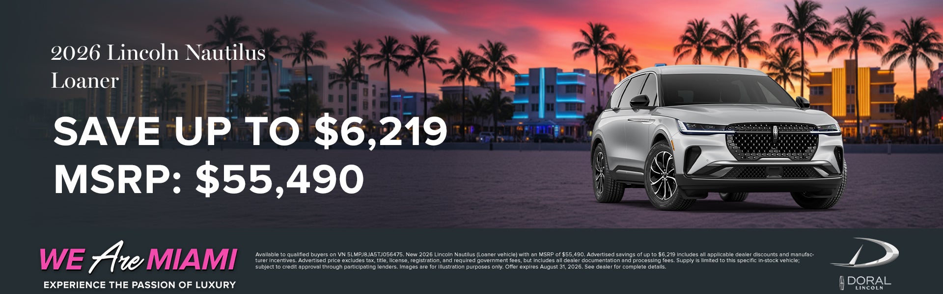 Save up to $6,219 on 2026 Lincoln Nautilus Loaner