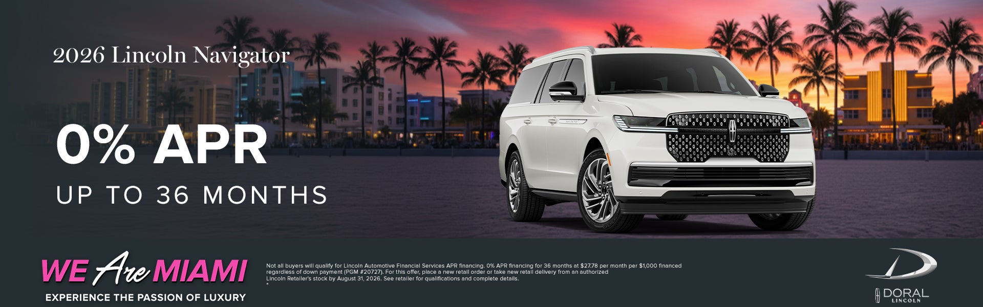 0% APR up to 36 months on 2026 Lincoln Navigator 