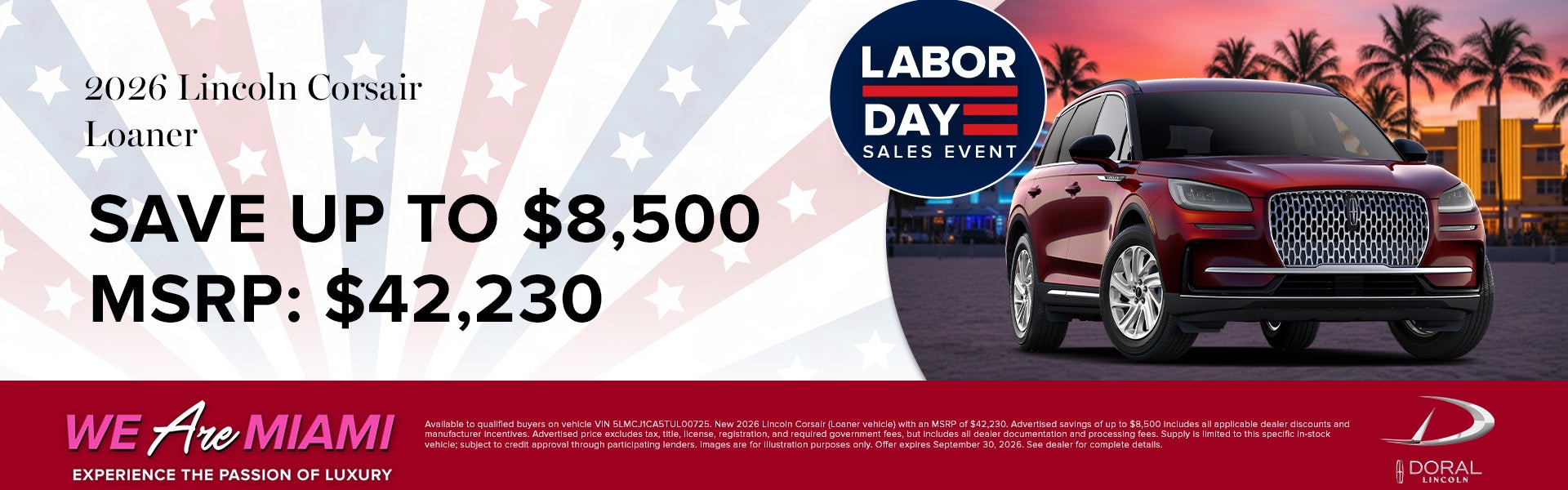 Save up to $8,500 on 2026 Lincoln Corsair Loaner