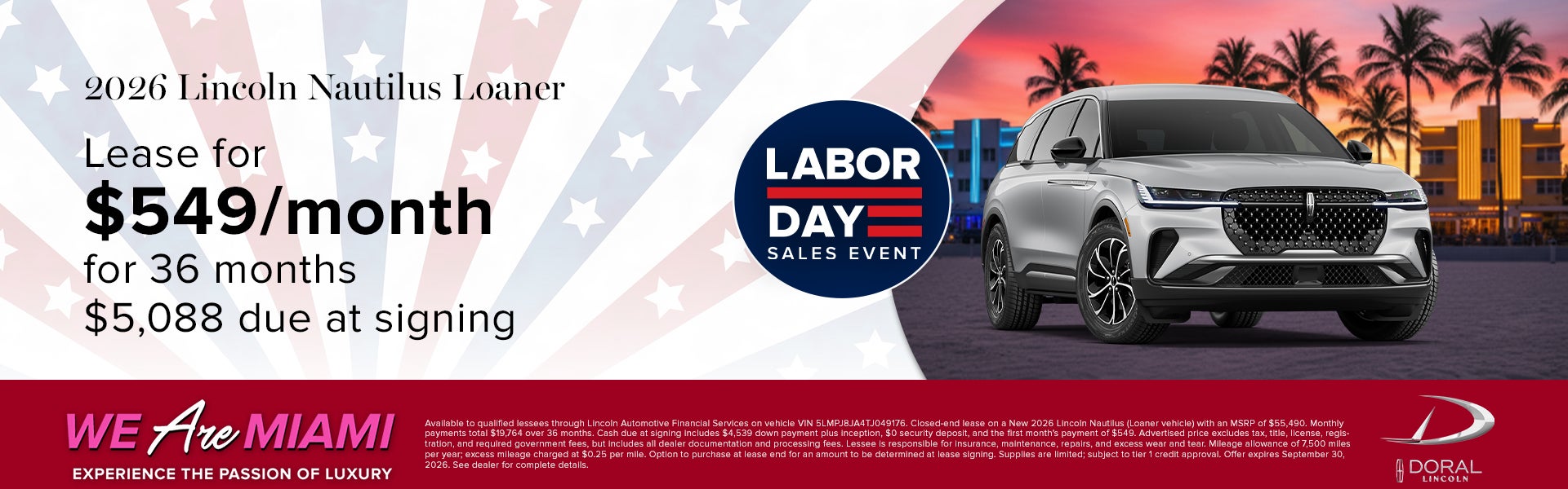 Lease a New 2026 Lincoln Nautilus Loaner for $549/month 