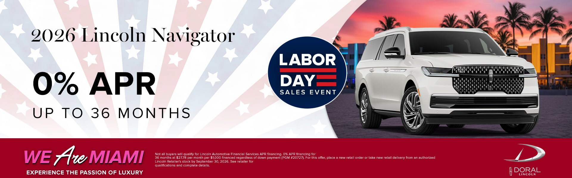 0% APR up to 36 months on 2026 Lincoln Navigator 