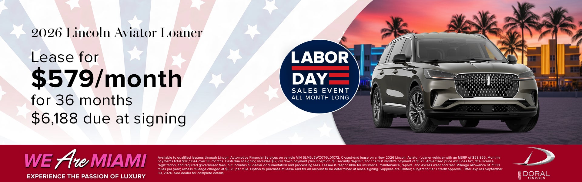 Lease a New 2026 Lincoln Aviator Loaner for $579/month