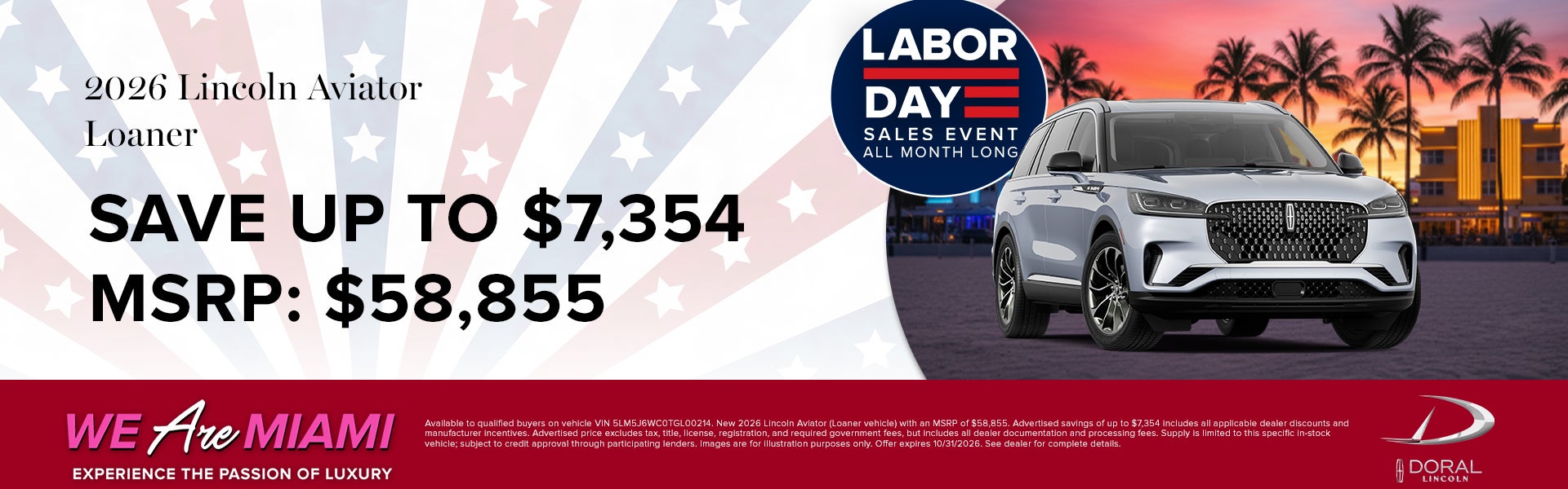 Save up to $7,354 on 2026 Lincoln Aviator Loaner