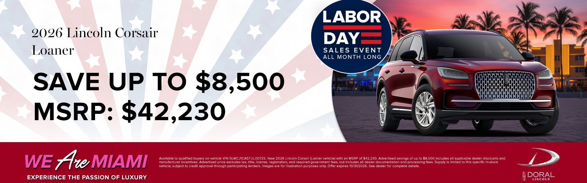 Save up to $8,500 on 2026 Lincoln Corsair Loaner