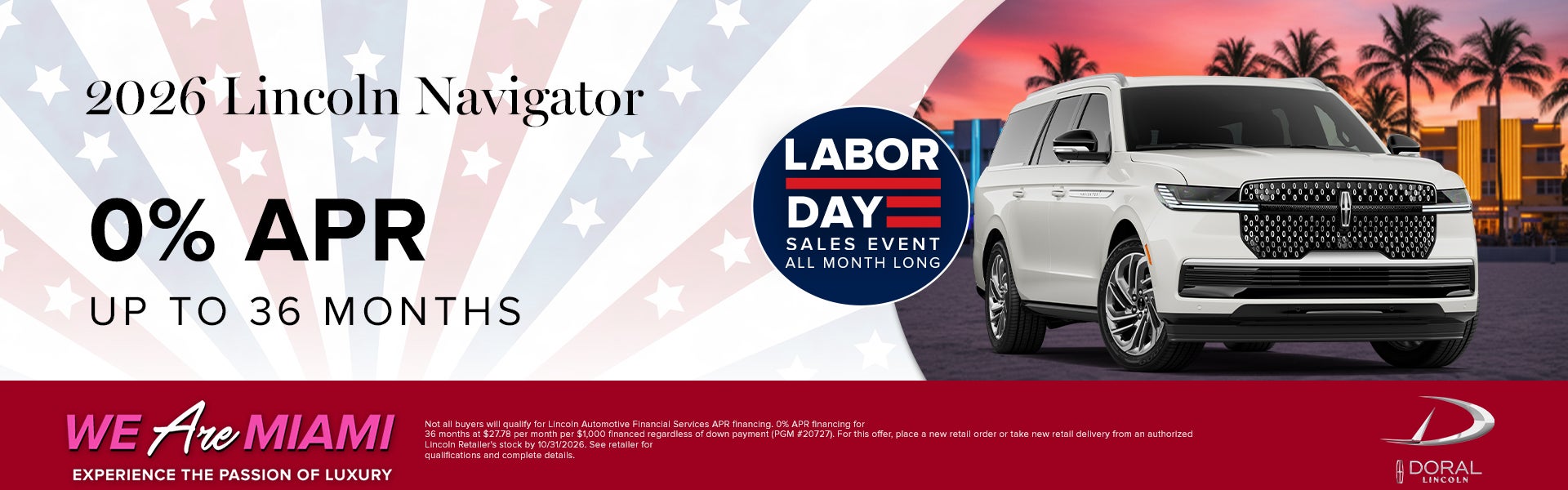 0% APR up to 36 months on 2026 Lincoln Navigator 