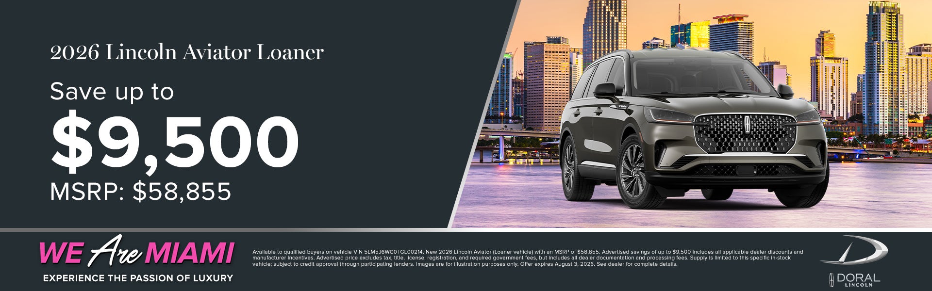 Save up to $9,500 on 2026 Lincoln Aviator Loaner 