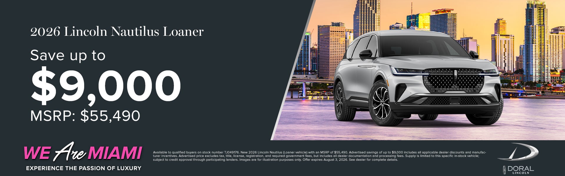 Save up to $9,000 on 2026 Lincoln Nautilus Loaner 
