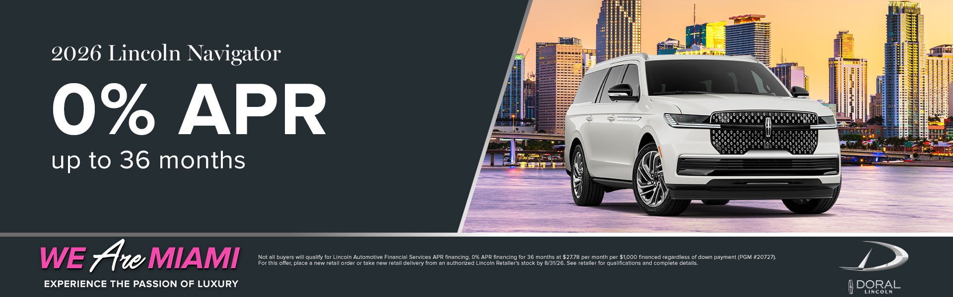0% APR up to 36 months on 2026 Lincoln Navigator 