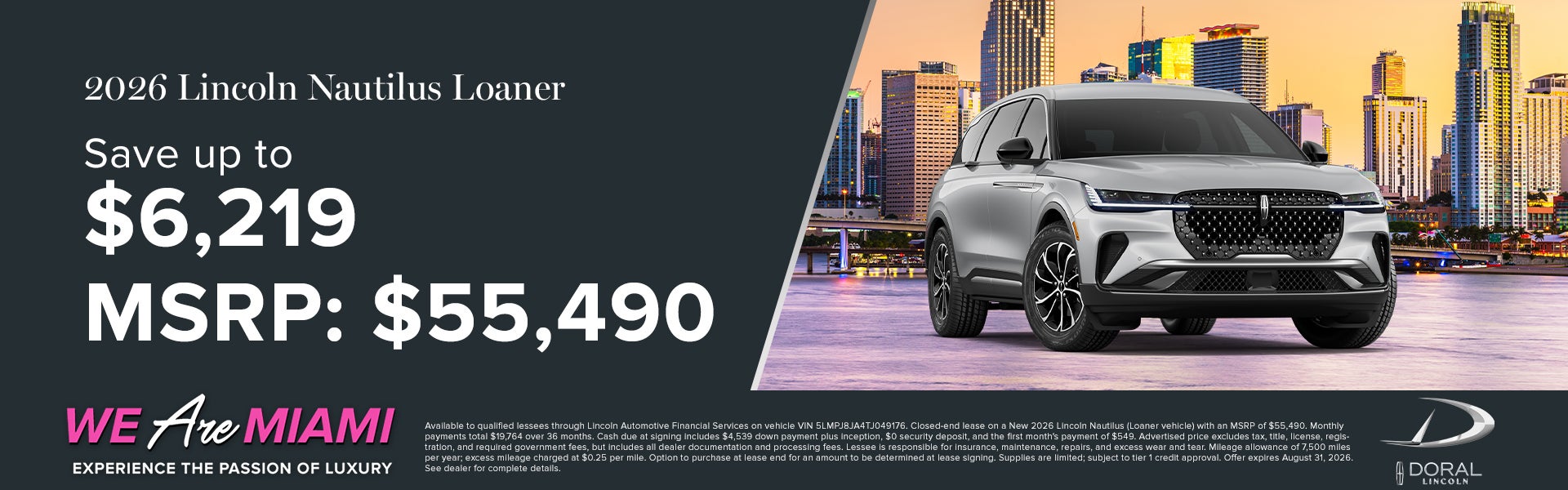 Save up to $6,219 on 2026 Lincoln Nautilus Loaner