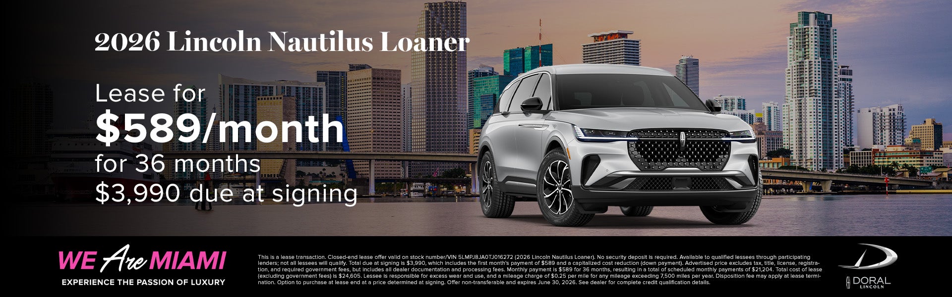 Lease a New 2026 Lincoln Nautilus Loaner for $589/month 