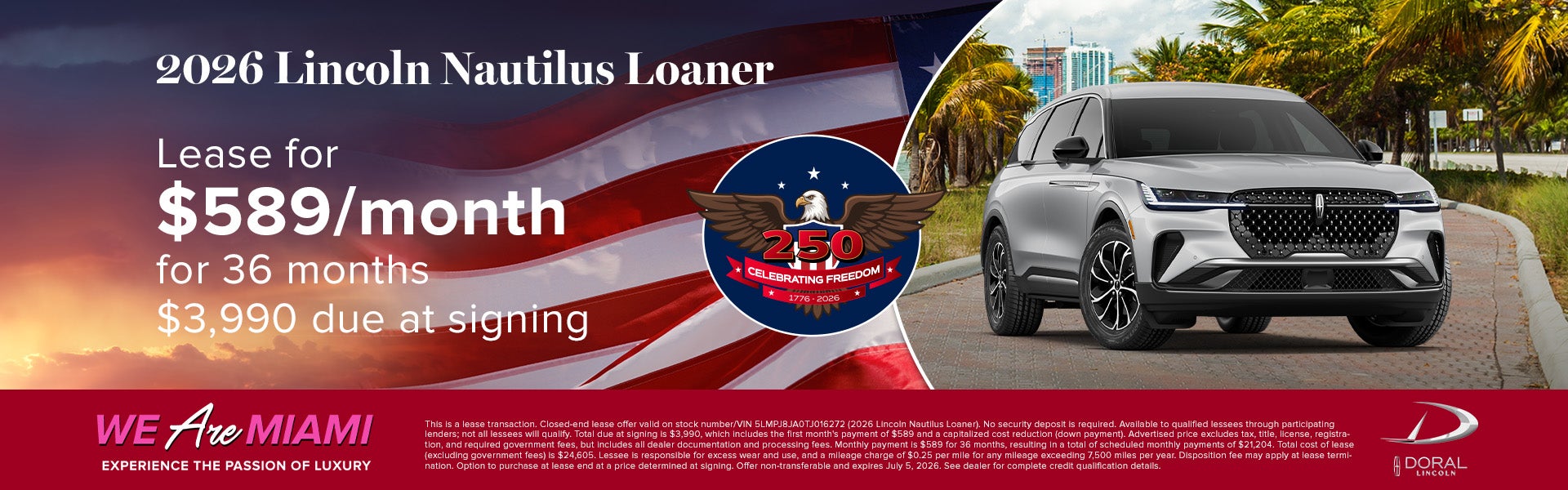 Lease a New 2026 Lincoln Nautilus Loaner for $589/month 